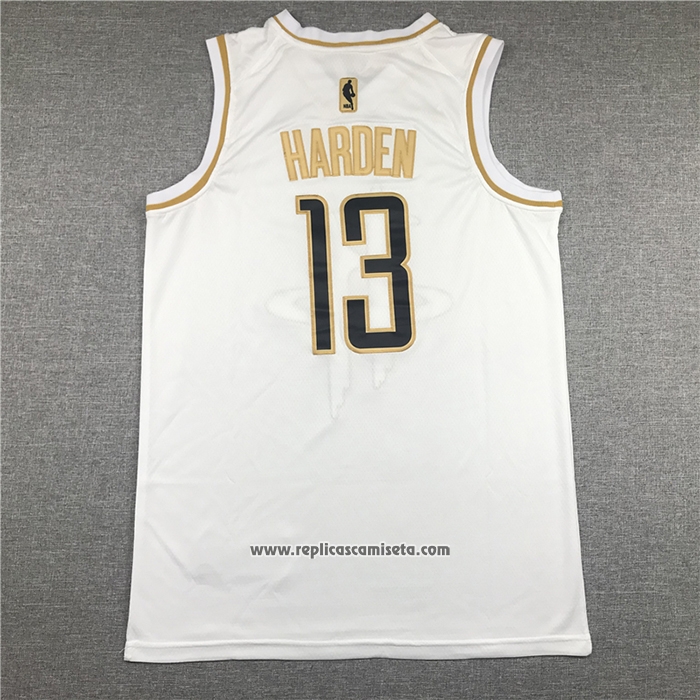 Camiseta Golden Edition Houston Rockets James Harden #13 Blanco